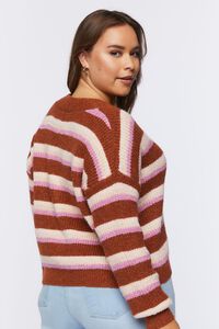 RUST/MULTI Plus Size Striped Cardigan Sweater, image 3
