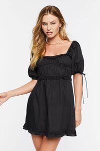BLACK Puff-Sleeve Mini Dress, image 6