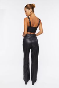 BLACK Faux Leather Crop Top & Pants Set, image 4