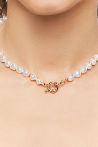 WHITE/GOLD Faux Pearl Necklace, image 2