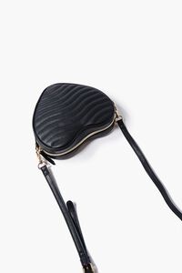 BLACK Quilted Heart-Shaped Crossbody Bag, image 4