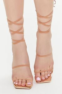 NUDE Faux Suede Lace-Up Lucite Heels, image 4
