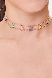 GOLD/MULTI Star & Moon Layered Choker Necklace, image 1