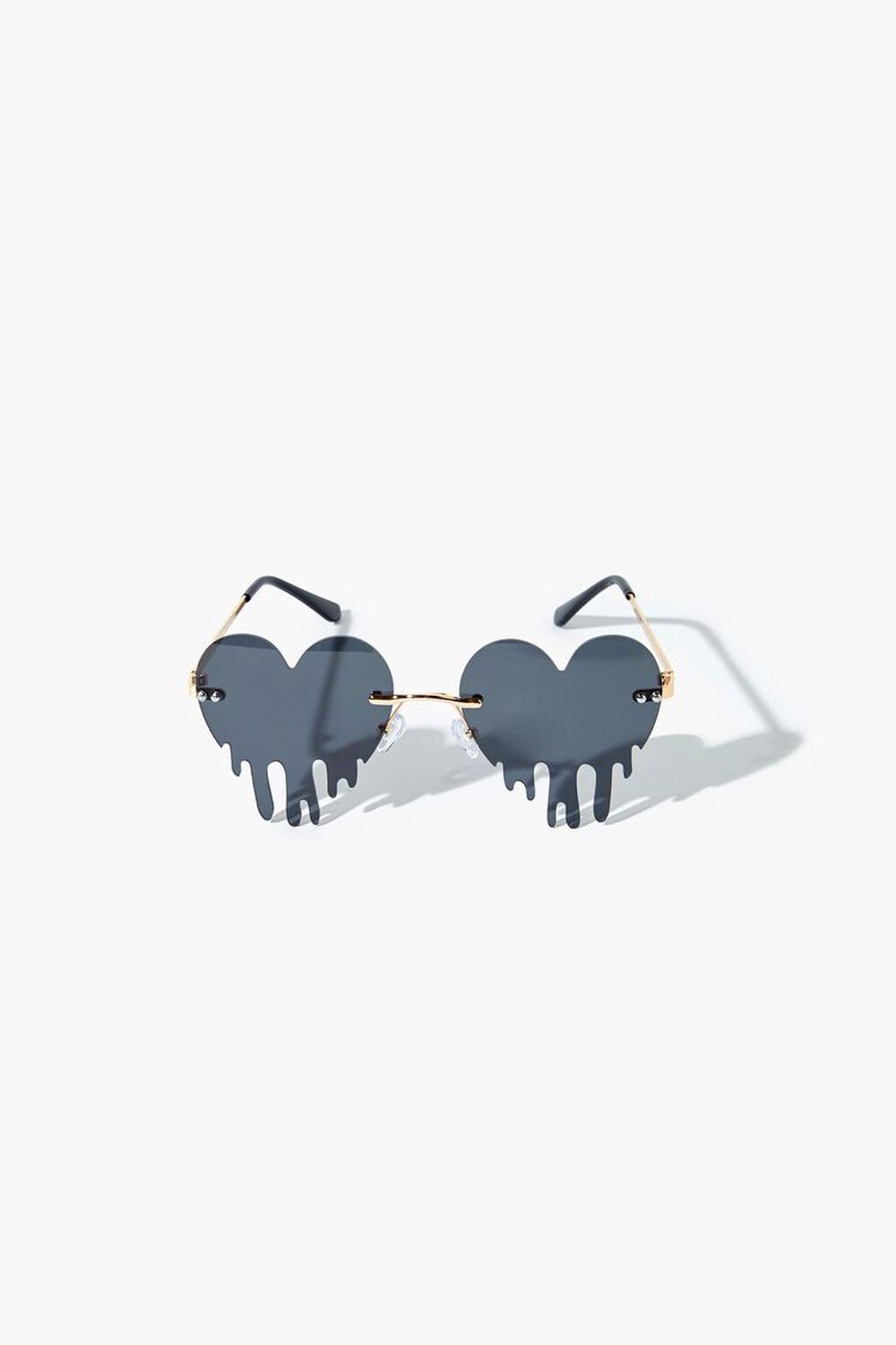 GOLD/BLACK Rimless Drip Heart Sunglasses, image 1
