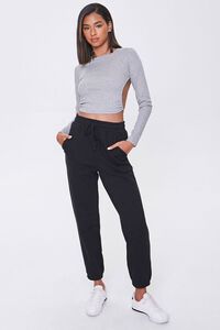HEATHER GREY Ribbed Open-Back Crop Top, image 4