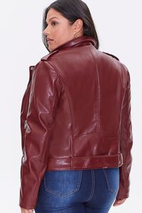 Plus Size Faux Leather Moto Jacket, image 3