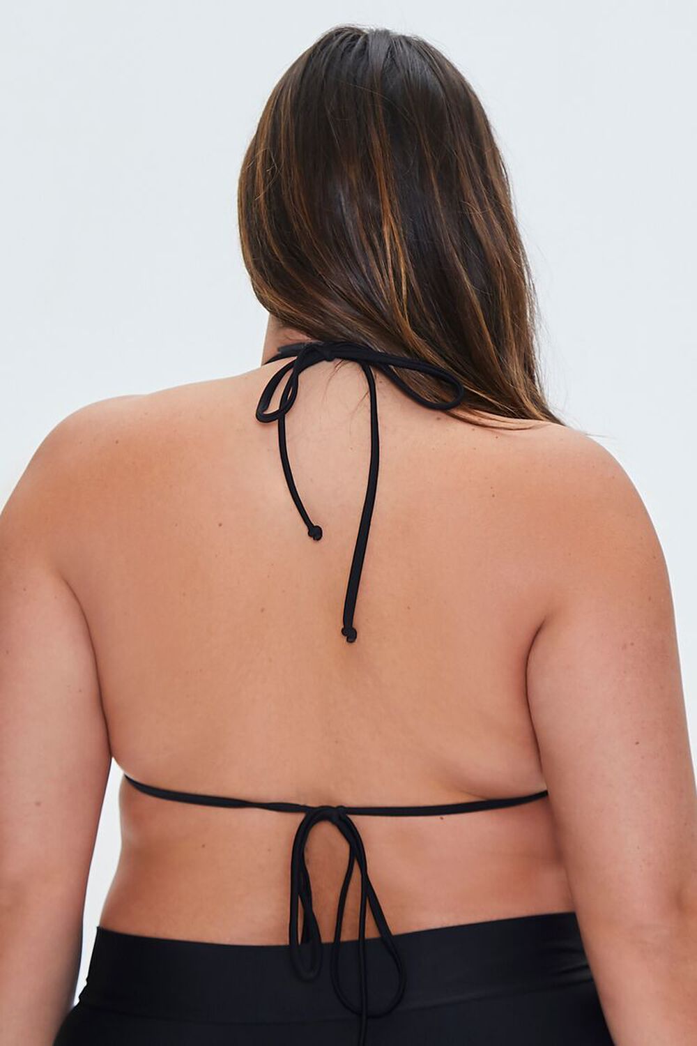 BLACK Plus Size Triangle Halter Bikini Top, image 3