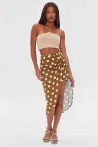 CIGAR/CREAM Knotted Polka Dot Midi Skirt, image 5