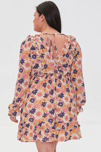 ORANGE/MULTI Plus Size Floral Print Mini Dress, image 3