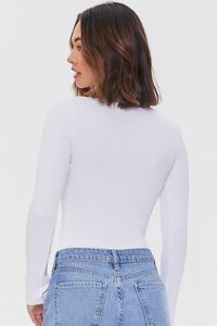 WHITE Fitted Long-Sleeve Bodysuit, image 3