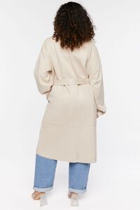 BEIGE Plus Size Faux Suede Trench Coat, image 4