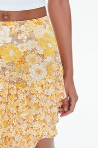 MUSTARD/MULTI Floral Print High-Low Skirt, image 6