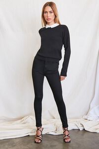 BLACK/WHITE Faux Gem-Collar Sweater, image 4
