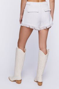 WHITE/WHITE Tweed Frayed-Trim High-Rise Shorts, image 4