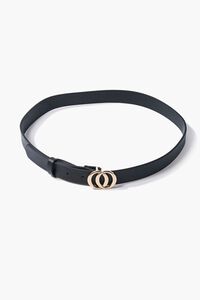 BLACK/GOLD Faux Leather O-Ring Buckle Belt, image 2