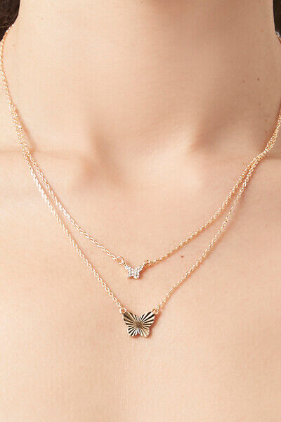 forever 21 Rhinestone Butterfly Pendant Necklace | Forever 21 | ShopLook