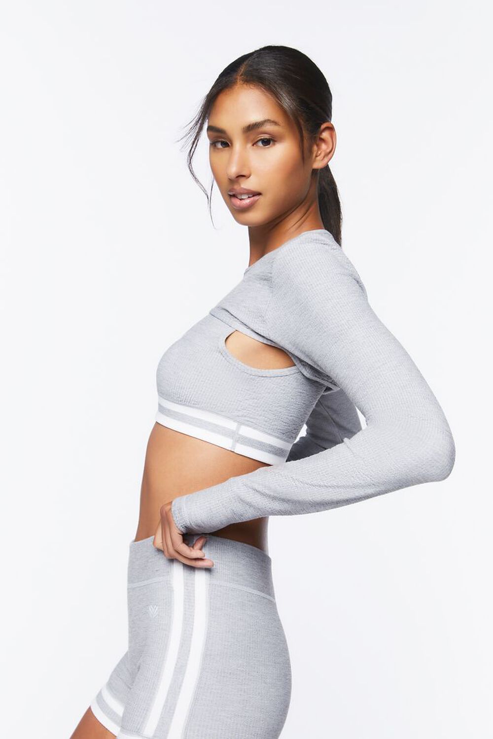 HEATHER GREY Active Seamless Super Cropped Top, image 2
