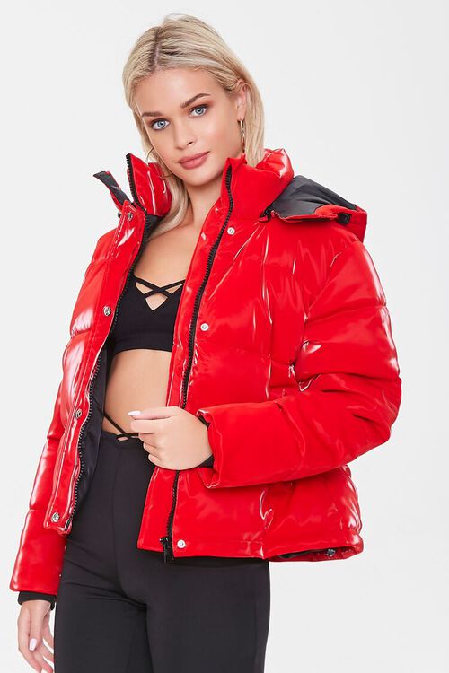 RED Quilted Puffer Jacket, image 1