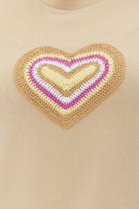 TAUPE/MULTI Plus Size Crochet Heart Tee, image 5