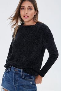 BLACK Chenille Drop-Sleeve Sweater, image 1