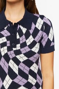 Sweater-Knit Checkered Polo Shirt, image 5