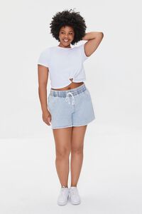 WHITE Plus Size Heart Ring Cropped Tee, image 4