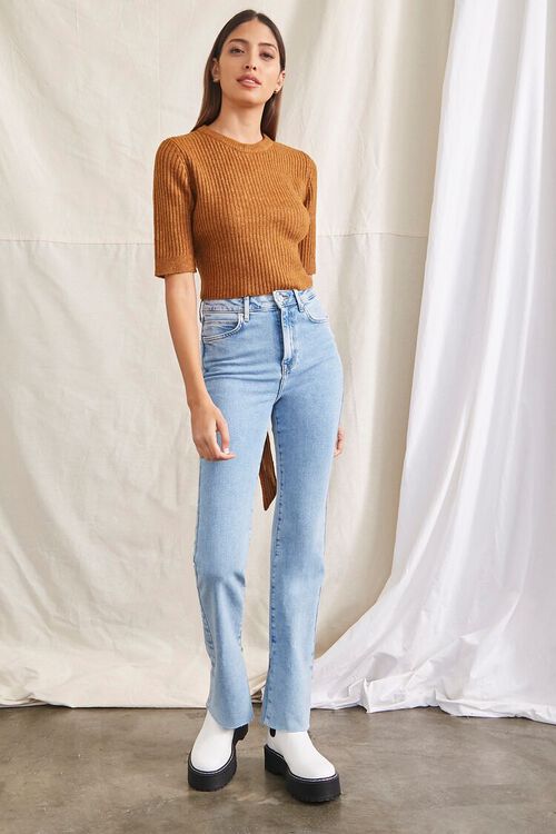 BROWN Cutout Sweater-Knit Top, image 4