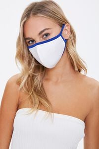 WHITE/BLUE Contrast-Trim Face Mask, image 1