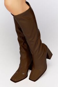 Faux Patent Leather Knee-High Boots, image 1