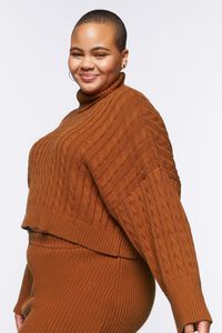 GINGER Plus Size Turtleneck Cable Knit Sweater, image 2