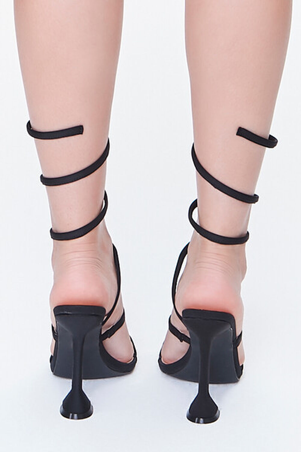 BLACK Open-Toe Wrap-Up Heels, image 3