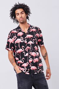 BLACK/PINK Classic Fit Flamingo Print Shirt, image 1