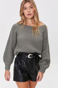 SAGE Purl Knit Off-the-Shoulder Sweater, image 1