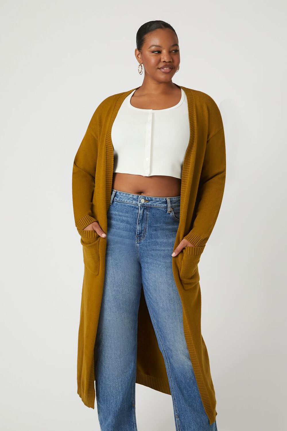 CIGAR Plus Size Longline Cardigan Sweater, image 2