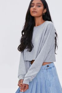 HEATHER GREY Cropped French Terry Top, image 1