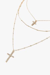 GOLD/CLEAR Cross Pendant Layered Necklace, image 2