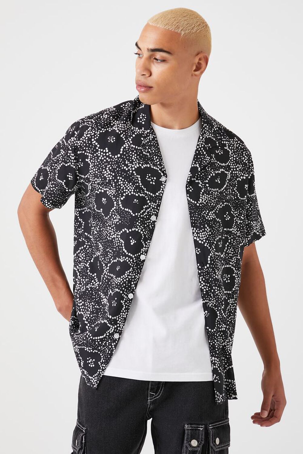 BLACK/WHITE Abstract Floral Print Shirt, image 2