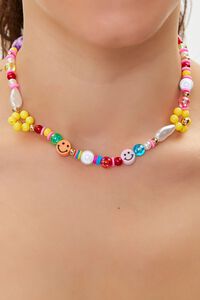 YELLOW/MULTI Happy Face Beaded Necklace, image 1