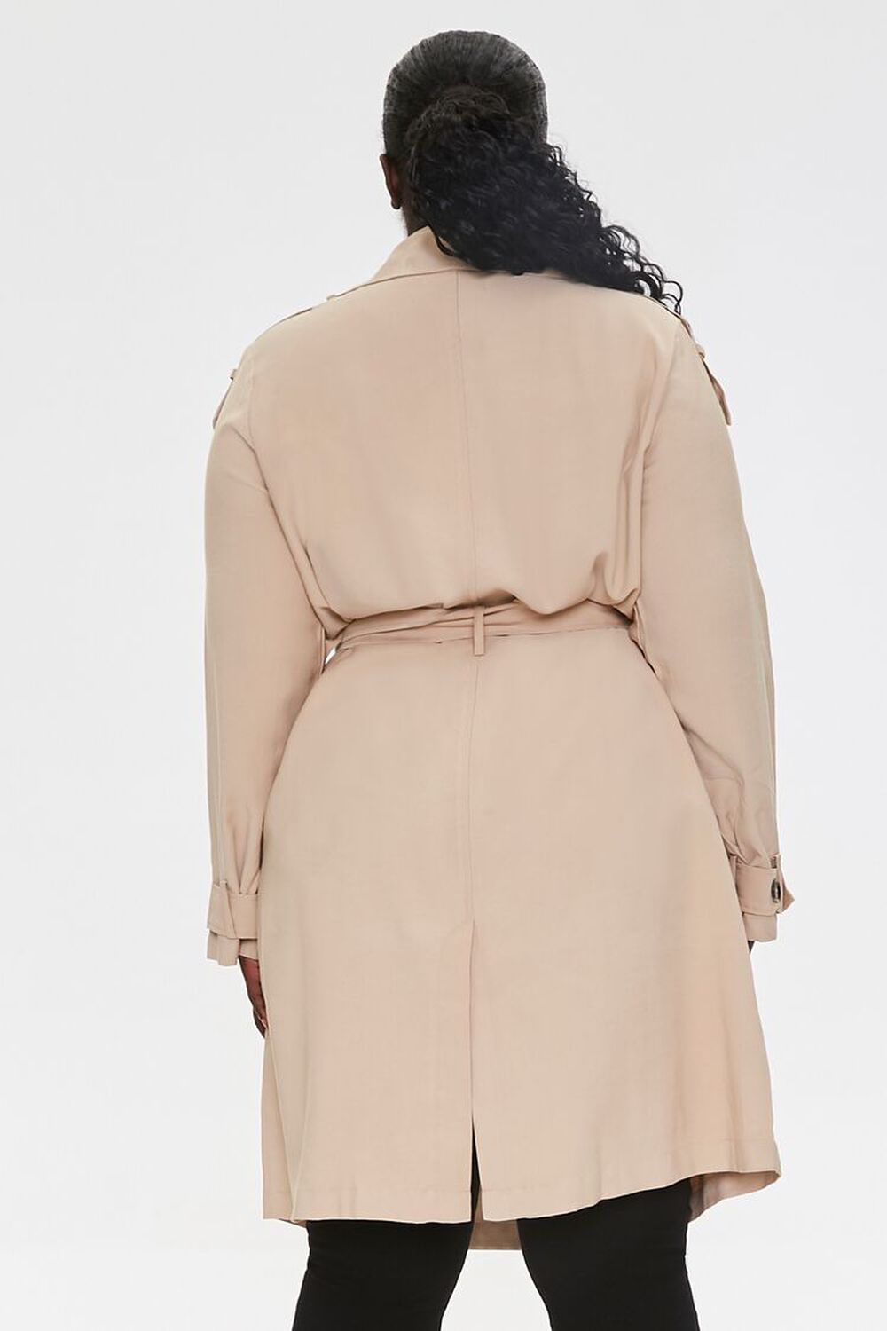 TAUPE Plus Size Double-Breasted Coat, image 3
