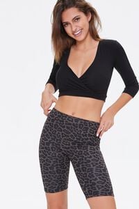 CHARCOAL/BLACK Leopard Print Biker Shorts, image 1