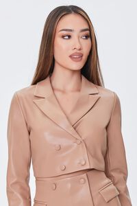 TAUPE Faux Leather Cropped Blazer & Skirt Set, image 5