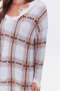 CREAM/TAUPE Plaid Mini Sweater Dress, image 5