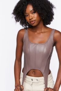 SHIITAKE Faux Leather Bustier Crop Top, image 2
