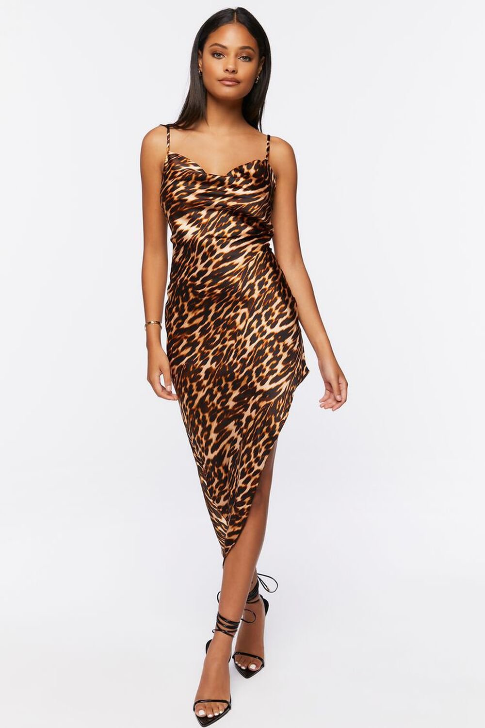 BROWN/MULTI Asymmetrical Leopard Print Dress, image 1