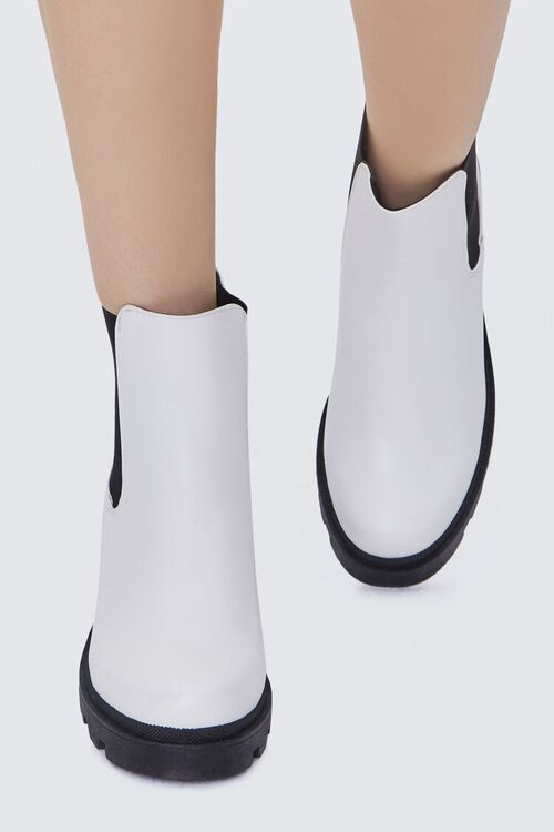 WHITE Faux Leather Chelsea Boots, image 4