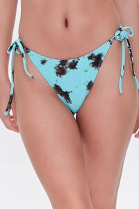 AQUA/BLACK Tie-Dye String Bikini Bottoms, image 2