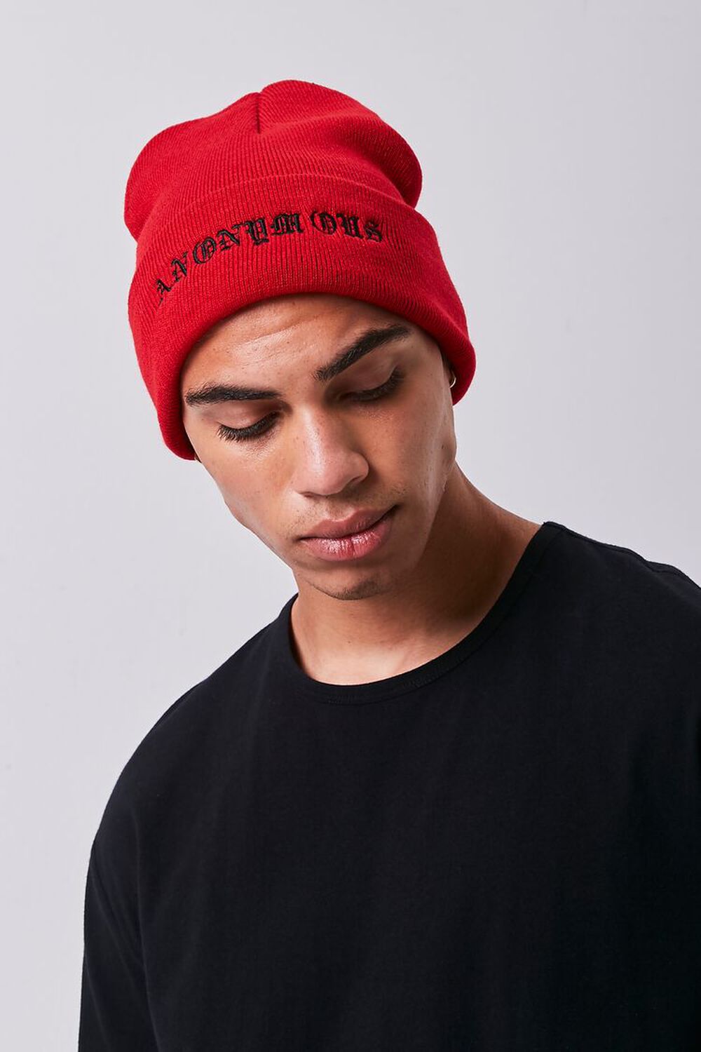 RED/BLACK Anonymous Graphic Beanie, image 1