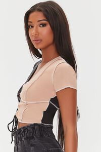 WALNUT/BLACK Reworked Lace-Up Crop Top, image 2