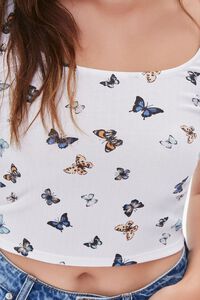 WHITE/MULTI Cropped Butterfly Print Tee, image 5