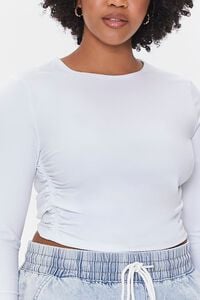 WHITE Plus Size Ruched Crop Top, image 5